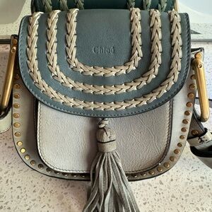 Chloé Hudson Mini Green Saddle Bag Studded Leather Crossbody